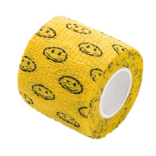 12 Rolls 50mm Yellow Smiley Face Cohesive Tattoo Grip Tape Wrap Cover Elastic Bandage Coflex Tape